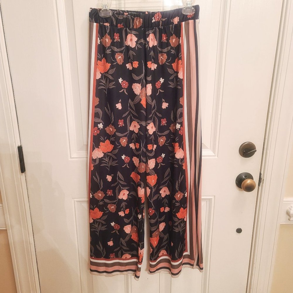 NWOT Zara floral striped trousers